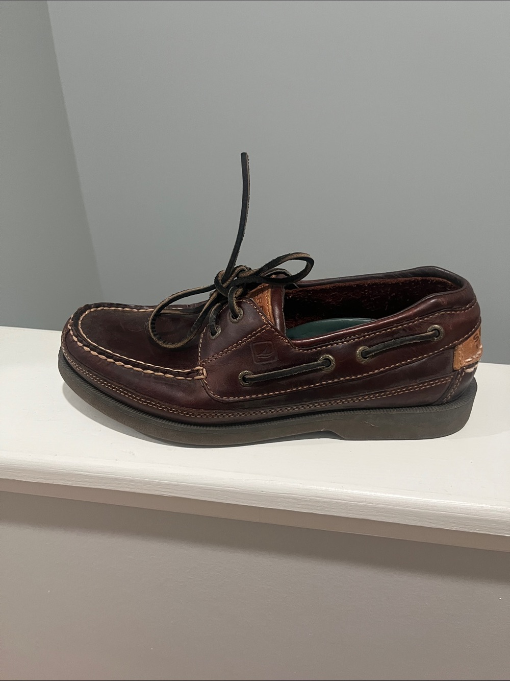 Sperry Dark Brown Leather Lace-Up Boat Shoes Mens 8.5 8 1/2 - Picture 6 of 13